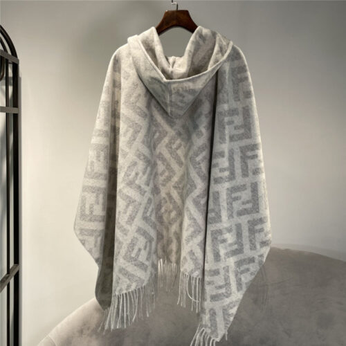 High Quality Luxury Fendi FF Cashmere Hooded Cloak alternate view