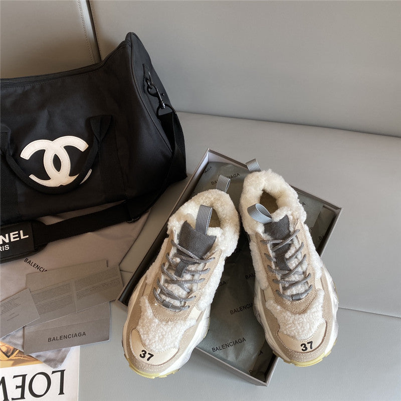 High Quality Luxury Balenciaga Wool-Panel Chunky Sneakers – Sizes 35–41 product detail