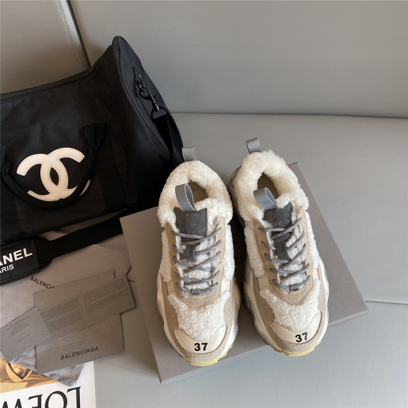High Quality Luxury Balenciaga Wool-Panel Chunky Sneakers – Sizes 35–41 product detail