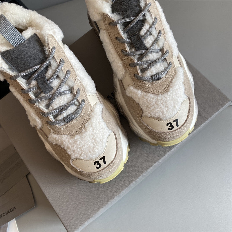 High Quality Luxury Balenciaga Wool-Panel Chunky Sneakers – Sizes 35–41 product detail