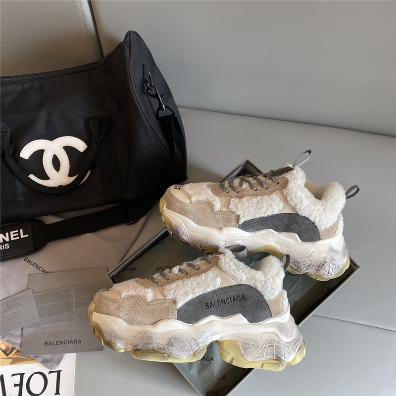 High Quality Luxury Balenciaga Wool-Panel Chunky Sneakers – Sizes 35–41 product detail