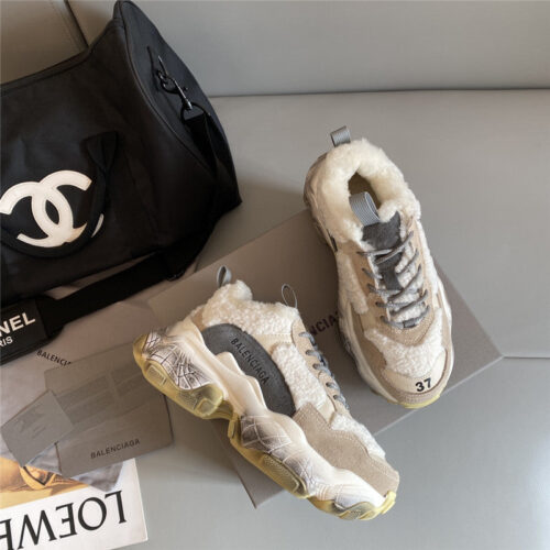 High Quality Luxury Balenciaga Wool-Panel Chunky Sneakers – Sizes 35–41 product detail