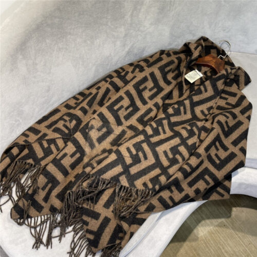 High Quality Luxury Fendi FF Cashmere Hooded Cloak – Style 25962 product detail