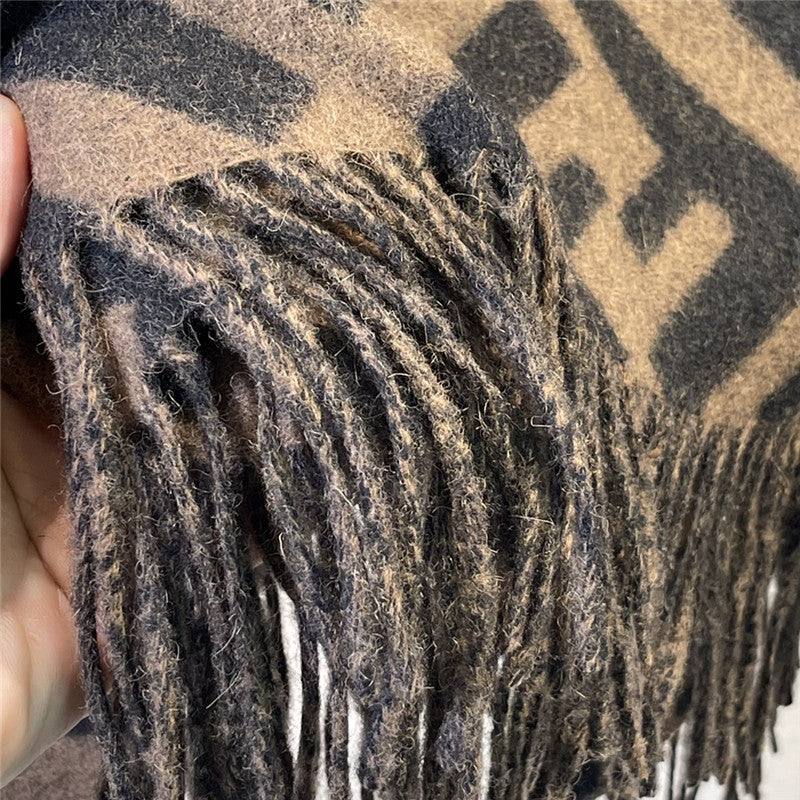 High Quality Luxury Fendi FF Cashmere Hooded Cloak – Style 25962 product detail