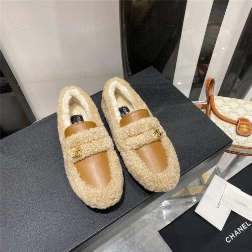 High Quality Luxury Chanel Lamb Wool Loafers alternate view