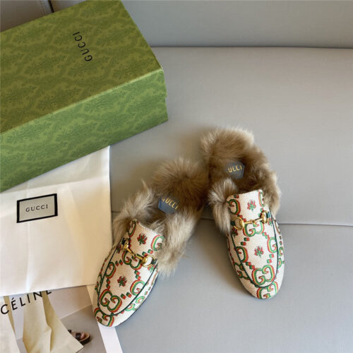 High Quality Luxury Gucci 100 Princetown Fur Slippers – Style 20755 product detail