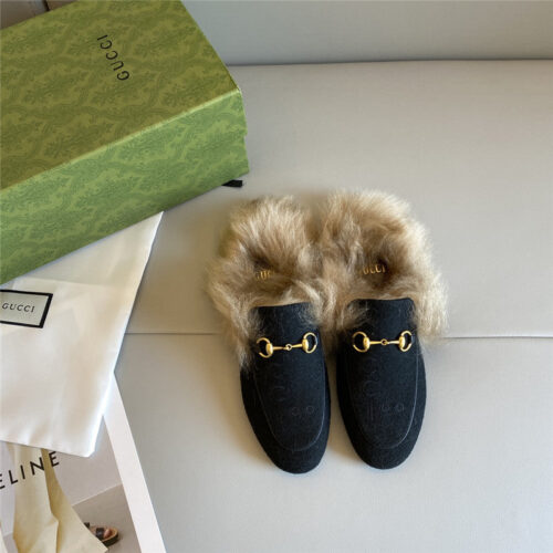 High Quality Luxury Gucci 100 Princetown Fur Slippers – Style 82899 alternate view