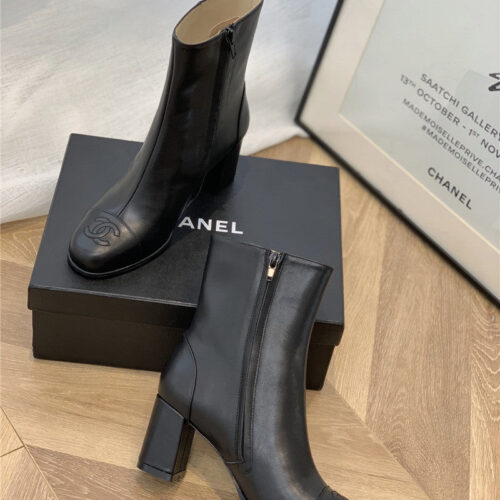 High Quality Luxury Chanel Leather Ankle Boots alternate view