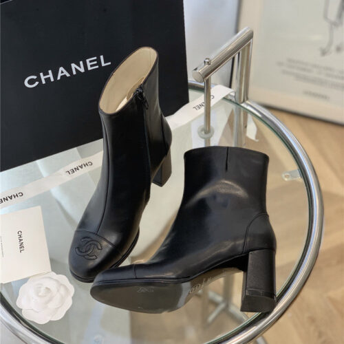 High Quality Luxury Chanel Leather Ankle Boots