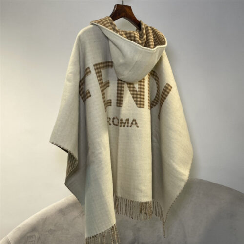 High Quality Luxury Fendi Cashmere Hooded Cloak – Style 25895 alternate view