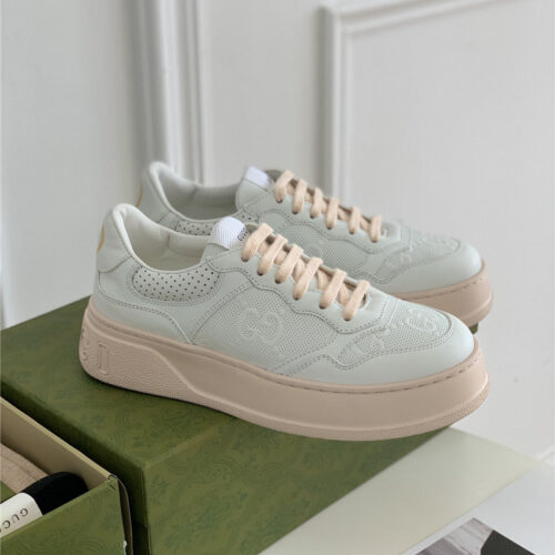 High Quality Luxury Gucci Platform White Sneakers – Style 38451 product detail