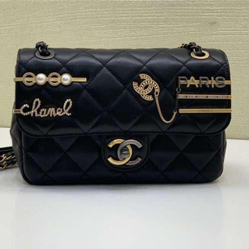 High Quality Luxury Chanel Badge CF Metal Decorative Chain Bag Large
