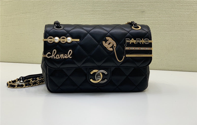 High Quality Luxury Chanel Badge CF Metal Decorative Chain Bag Large