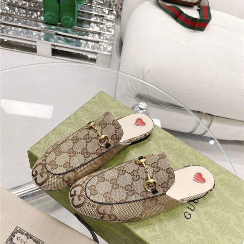 High Quality Luxury Gucci Beige GG Princetown Slippers