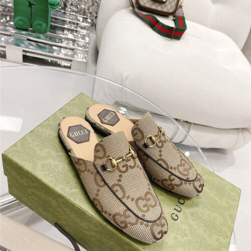 High Quality Luxury Gucci Beige GG Princetown Slippers – Style 38195
