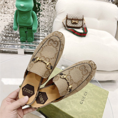High Quality Luxury Gucci Beige GG Princetown Slippers – Style 38195 product detail
