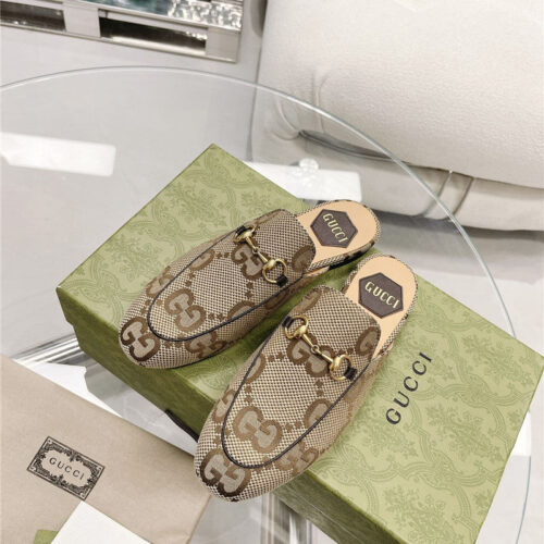 High Quality Luxury Gucci Beige GG Princetown Slippers – Style 38195 product detail