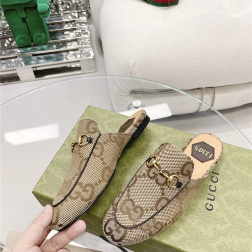 High Quality Luxury Gucci Beige GG Princetown Slippers – Style 38195 product detail