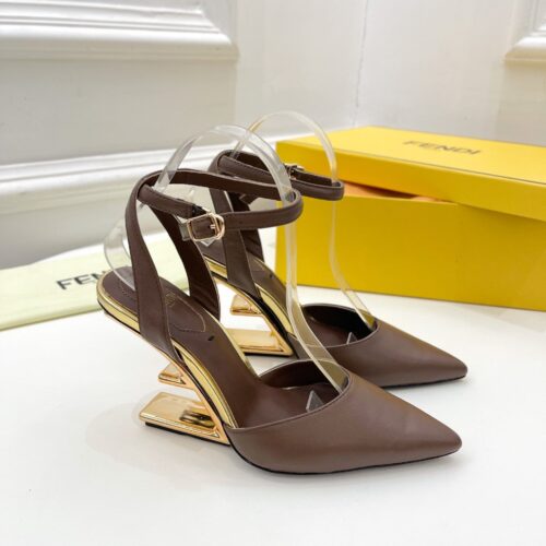 High Quality Luxury Fendi First Leather High-Heel Sandals