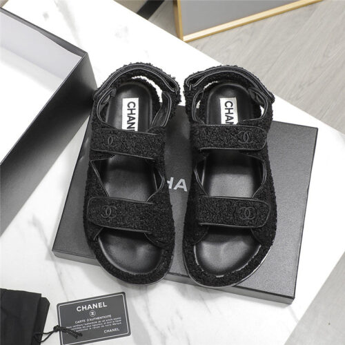High Quality Luxury Chanel Velcro Sandals – Style 96294 alternate view