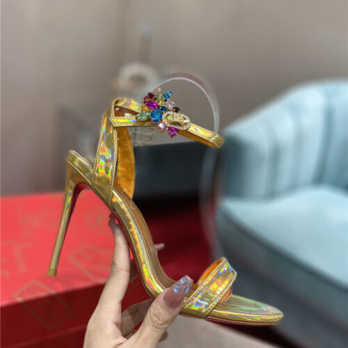 High Quality Luxury Christian Louboutin Rhinestone Heeled Sandals – Style 68244 product detail