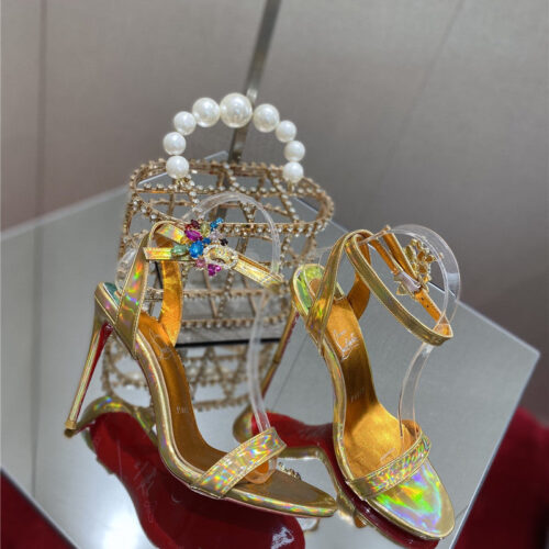 High Quality Luxury Christian Louboutin Rhinestone Heeled Sandals – Style 68244 alternate view