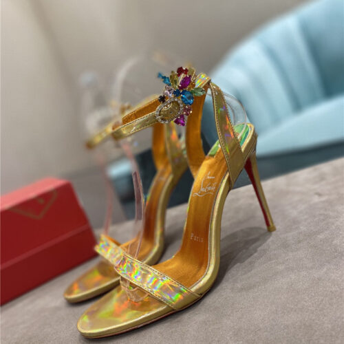High Quality Luxury Christian Louboutin Rhinestone Heeled Sandals – Style 68244