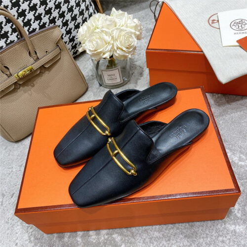 High Quality Luxury Hermes Muller Flat Slippers alternate view