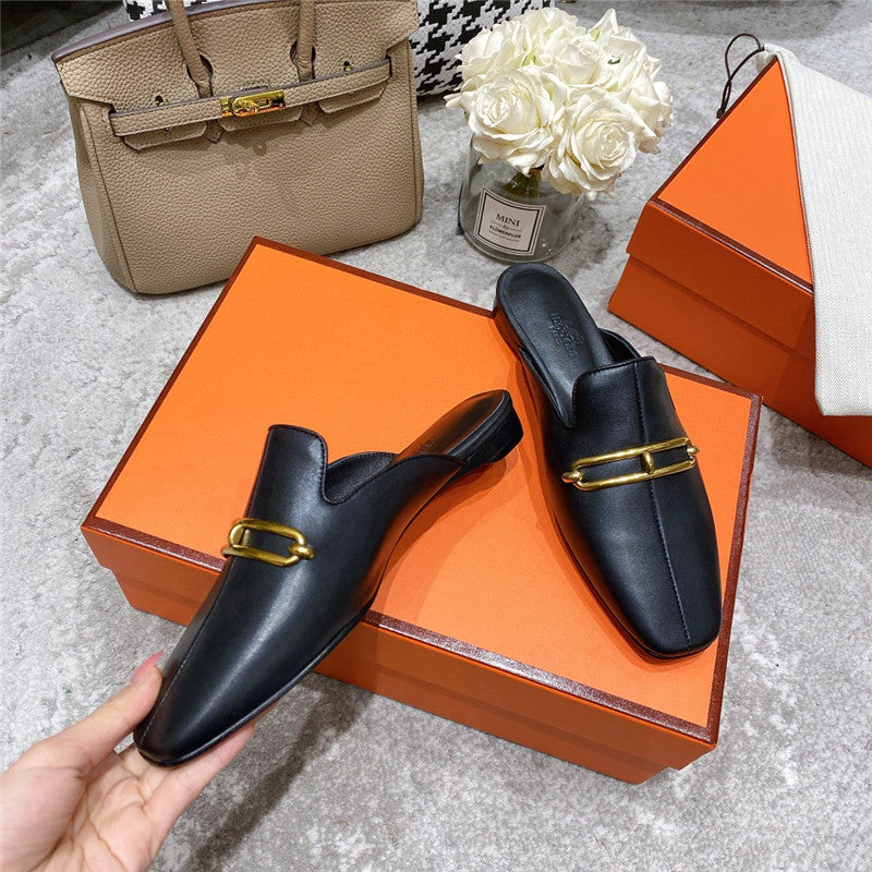 High Quality Luxury Hermes Muller Flat Slippers product detail