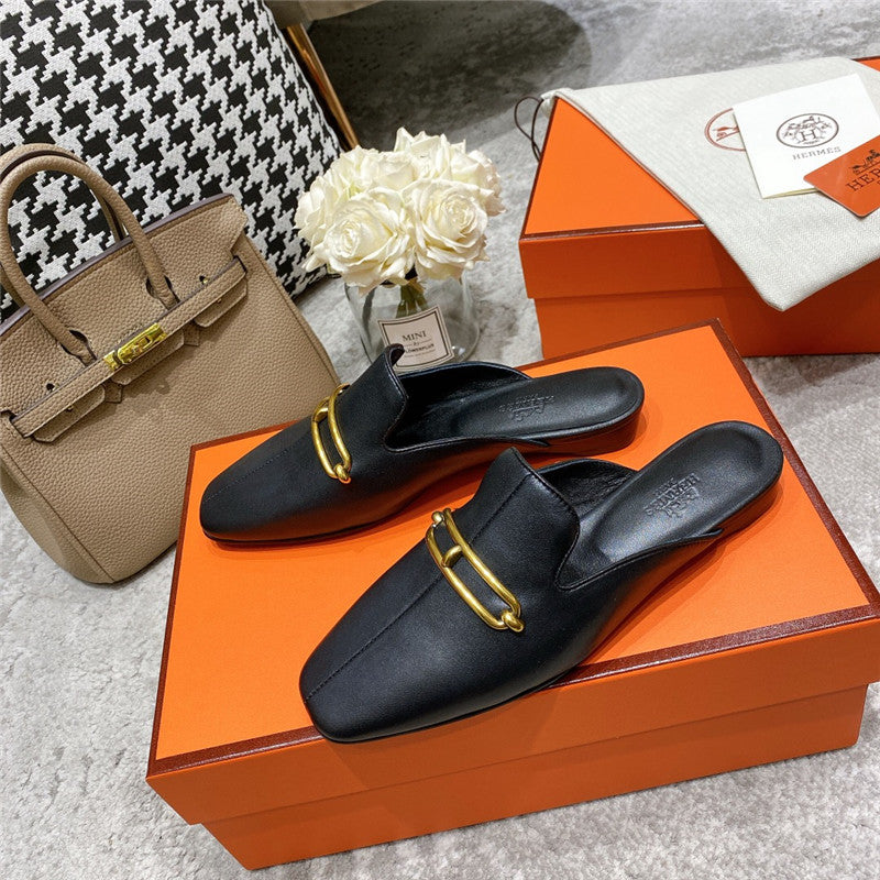 High Quality Luxury Hermes Muller Flat Slippers product detail