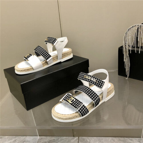 High Quality Luxury Chanel Twine Platform Beach Sandals – Style 69766 product detail