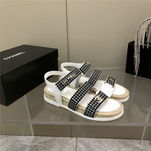 High Quality Luxury Chanel Twine Platform Beach Sandals – Style 69766