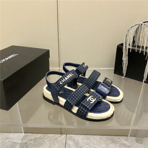 High Quality Luxury Chanel Twine Platform Beach Sandals