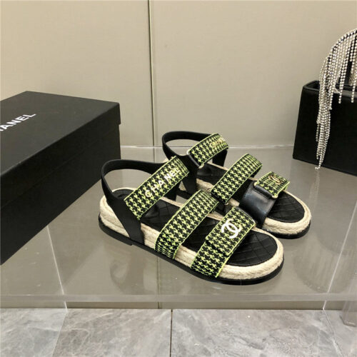 High Quality Luxury Chanel Twine Platform Beach Sandals – Style 97446