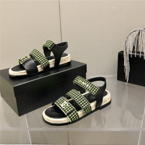 High Quality Luxury Chanel Twine Platform Beach Sandals – Style 97446 alternate view