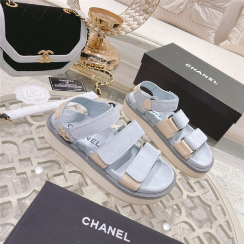 High Quality Luxury Chanel Platform Velcro Sandals – Style 77862 alternate view