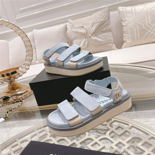 High Quality Luxury Chanel Platform Velcro Sandals – Style 77862
