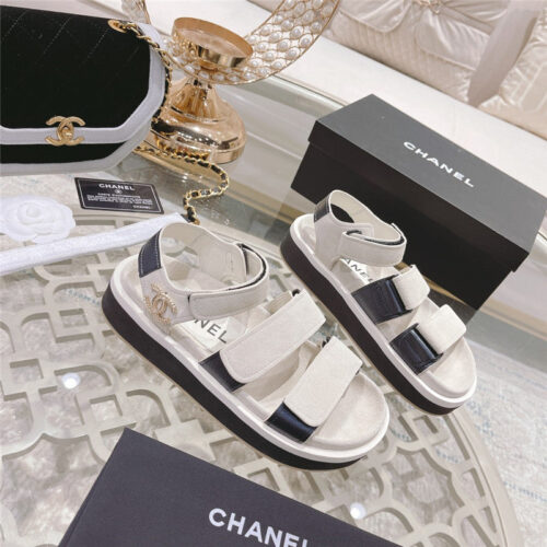 High Quality Luxury Chanel Platform Velcro Sandals – Style 07238 alternate view