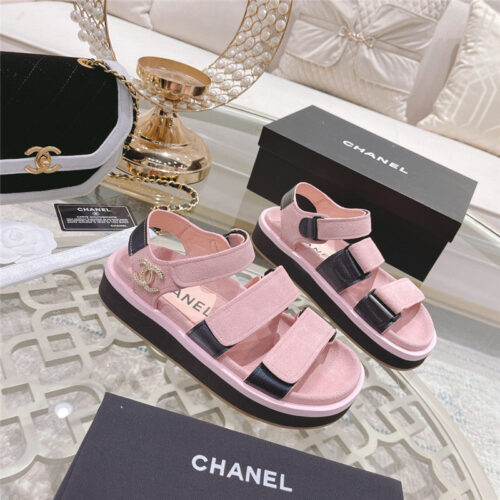 High Quality Luxury Chanel Platform Velcro Sandals – Style 76166 alternate view