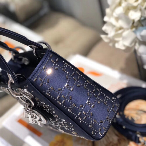 High Quality Luxury Mini Lady Dior Bag Black Strass Cannage Satin – Style 26738 product detail