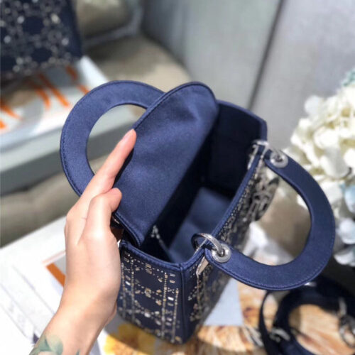 High Quality Luxury Mini Lady Dior Bag Black Strass Cannage Satin – Style 26738 product detail