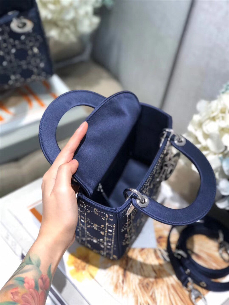 High Quality Luxury Mini Lady Dior Bag Black Strass Cannage Satin – Style 26738 product detail