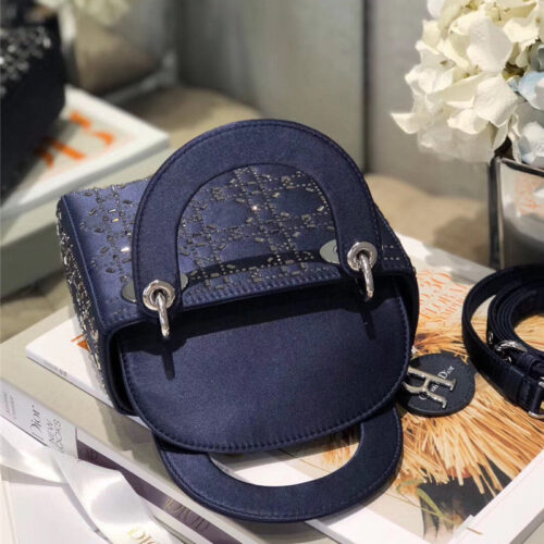 High Quality Luxury Mini Lady Dior Bag Black Strass Cannage Satin – Style 26738 product detail