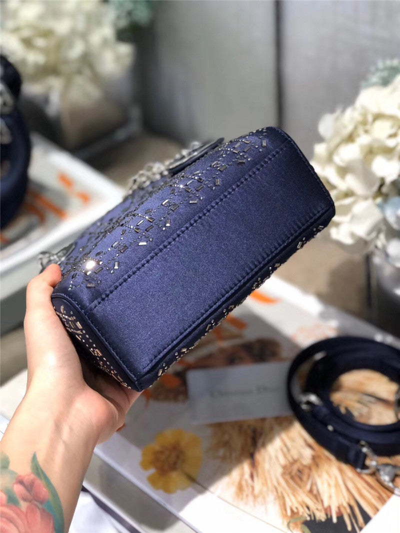 High Quality Luxury Mini Lady Dior Bag Black Strass Cannage Satin – Style 26738 product detail