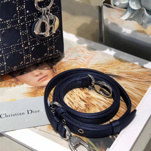 High Quality Luxury Mini Lady Dior Bag Black Strass Cannage Satin – Style 26738 product detail