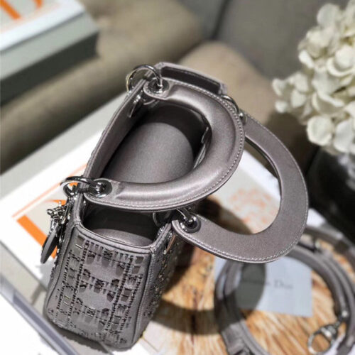 High Quality Luxury Mini Lady Dior Bag Black Strass Cannage Satin – Style 26740 product detail