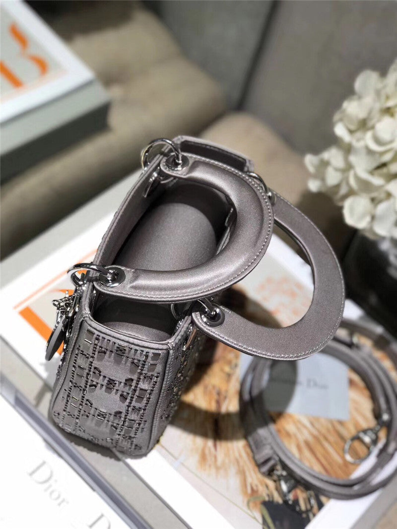 High Quality Luxury Mini Lady Dior Bag Black Strass Cannage Satin – Style 26740 product detail