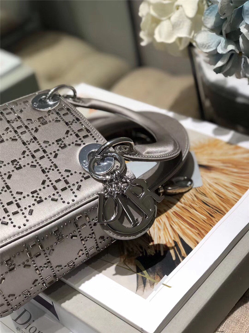High Quality Luxury Mini Lady Dior Bag Black Strass Cannage Satin – Style 26740 product detail