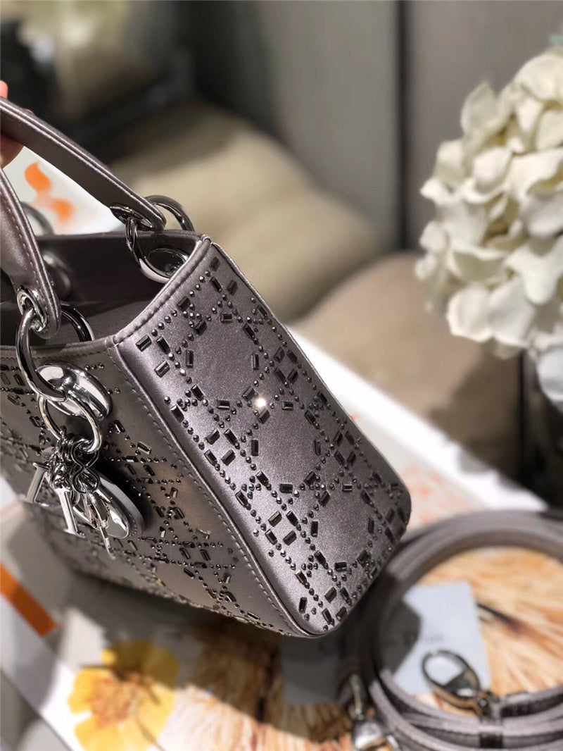 High Quality Luxury Mini Lady Dior Bag Black Strass Cannage Satin – Style 26740 product detail