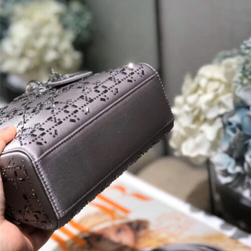High Quality Luxury Mini Lady Dior Bag Black Strass Cannage Satin – Style 26740 product detail